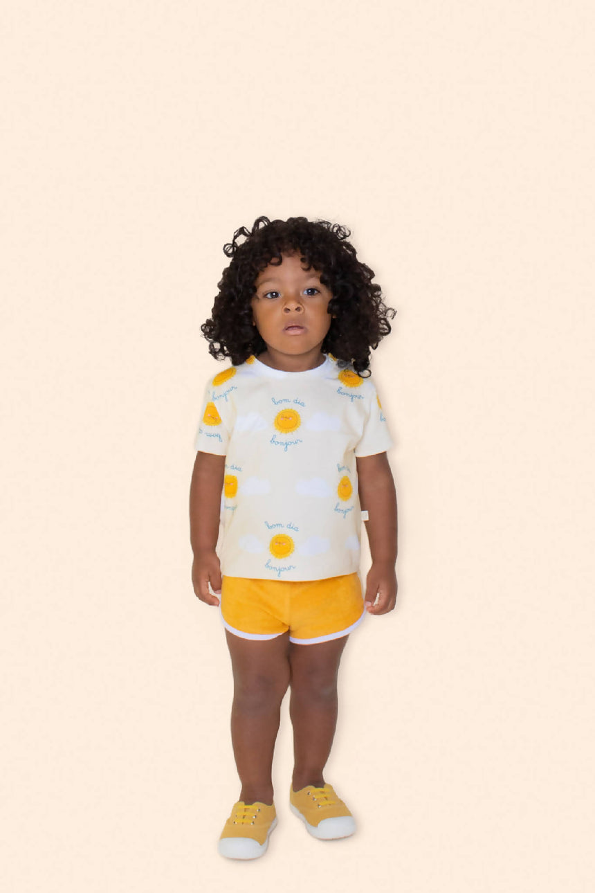Camiseta Bebê Amarela Bonjour