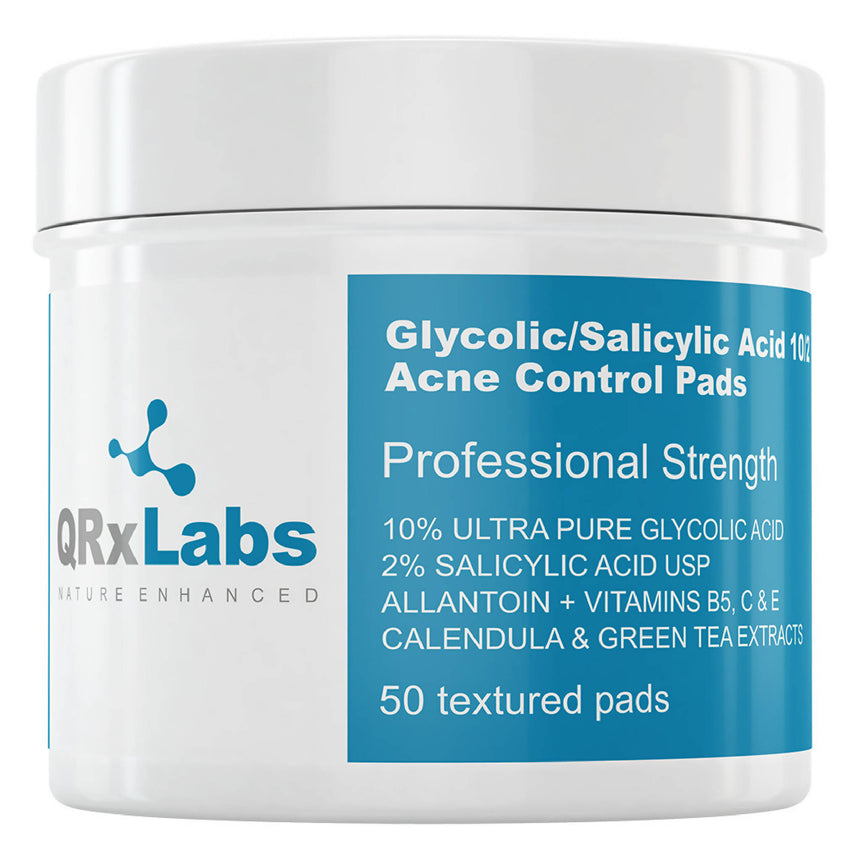 Lenços para Controle de Acne com Ácido Glicólico 10% e Salicílico 2% (50 Unidades) - QRxLabs