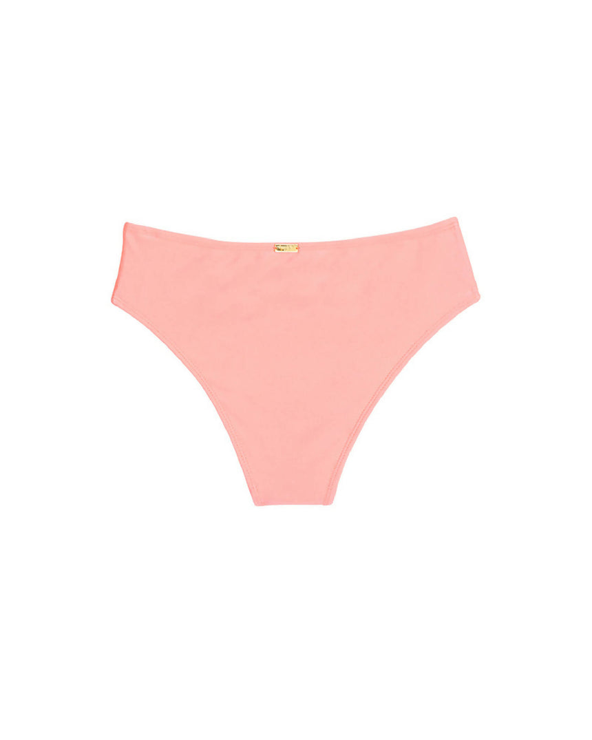 Calcinha de Biquíni Hot Pants Cintura Alta Rosa Bebê Fluorescente