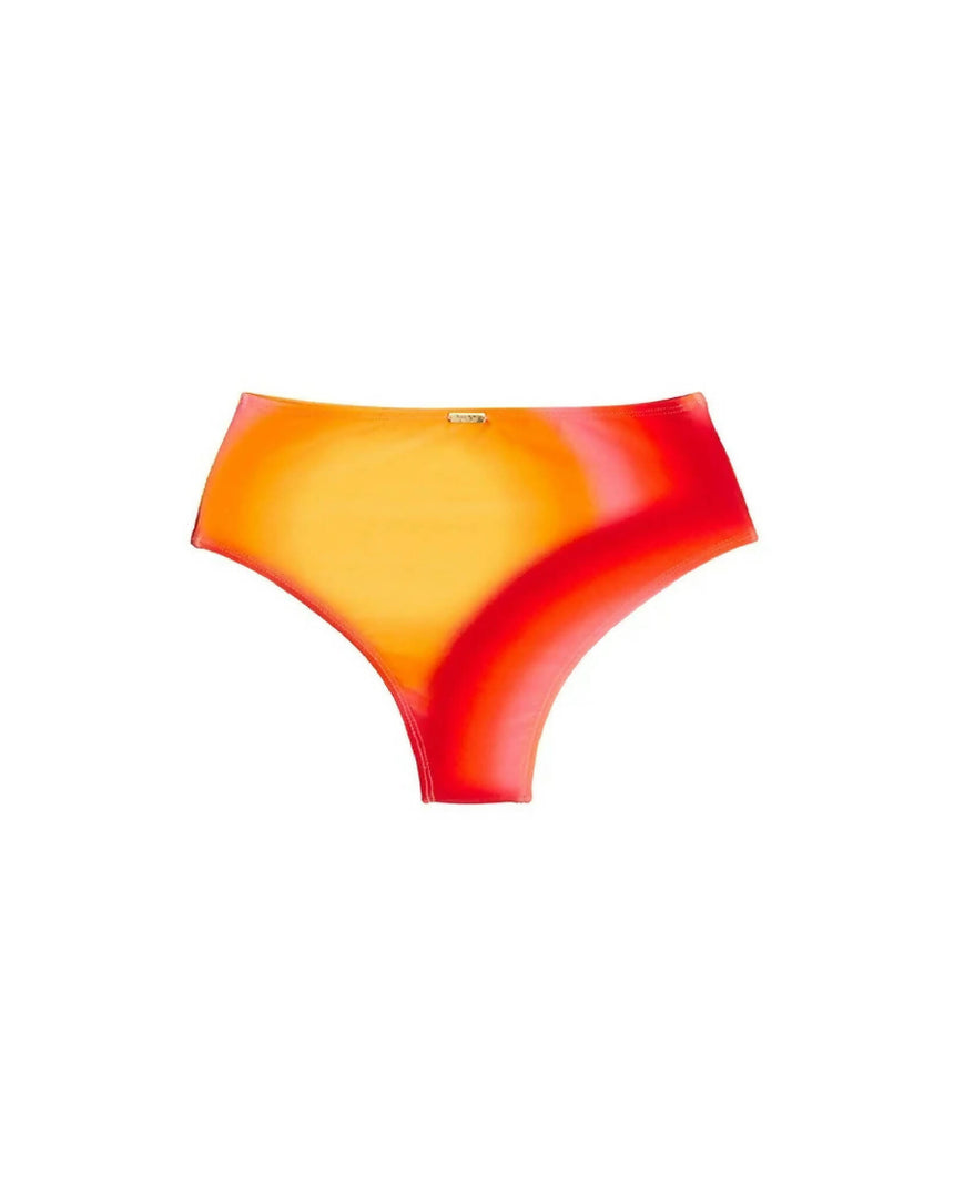 Calcinha de Biquíni Hot Pants Cintura Alta Estampada Degradê Vermelho